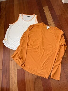 Lija  Mesh Top Orange Trim Size XL. & Athleta Orange Long-Sleeve Top
